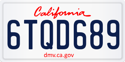 CA license plate 6TQD689