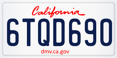 CA license plate 6TQD690