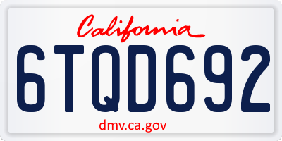 CA license plate 6TQD692