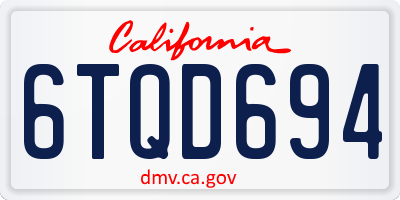 CA license plate 6TQD694