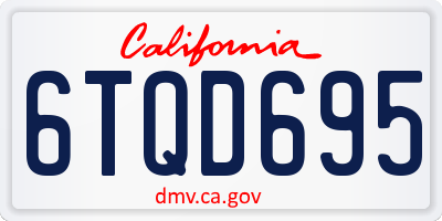 CA license plate 6TQD695