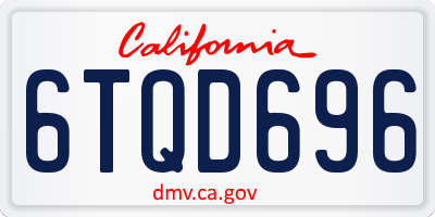 CA license plate 6TQD696