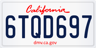 CA license plate 6TQD697