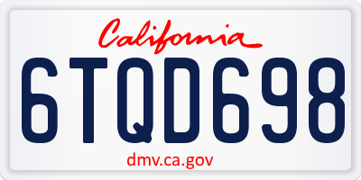 CA license plate 6TQD698