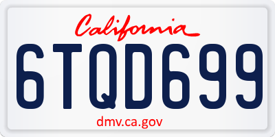 CA license plate 6TQD699