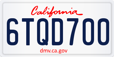 CA license plate 6TQD700