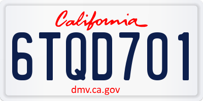 CA license plate 6TQD701