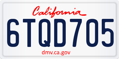 CA license plate 6TQD705