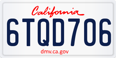 CA license plate 6TQD706