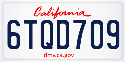 CA license plate 6TQD709