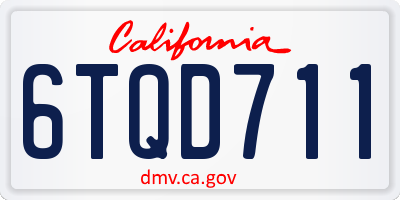 CA license plate 6TQD711