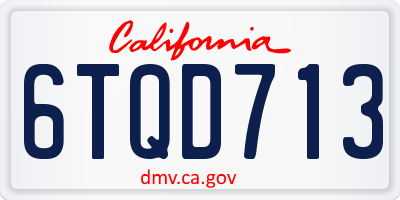 CA license plate 6TQD713