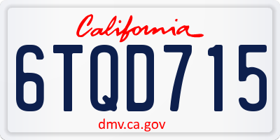 CA license plate 6TQD715