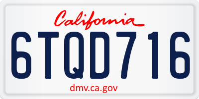 CA license plate 6TQD716