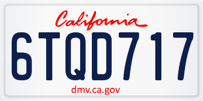 CA license plate 6TQD717