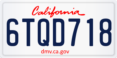 CA license plate 6TQD718