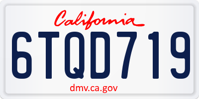 CA license plate 6TQD719