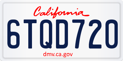 CA license plate 6TQD720