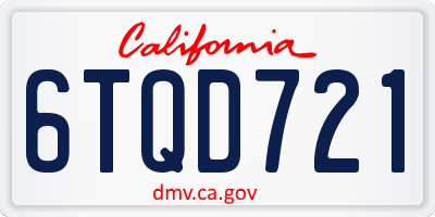 CA license plate 6TQD721