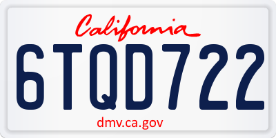 CA license plate 6TQD722