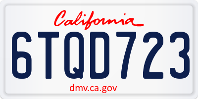 CA license plate 6TQD723