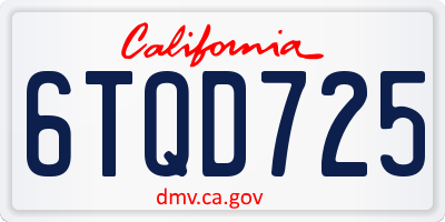 CA license plate 6TQD725