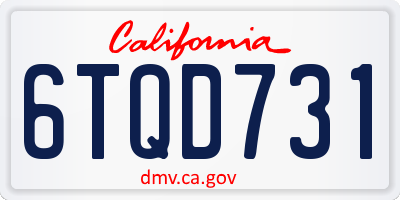 CA license plate 6TQD731