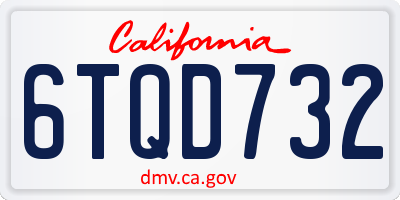 CA license plate 6TQD732