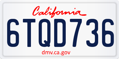 CA license plate 6TQD736
