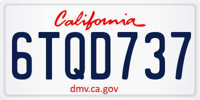 CA license plate 6TQD737