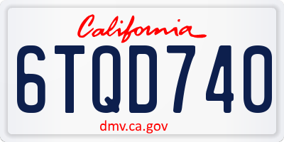 CA license plate 6TQD740