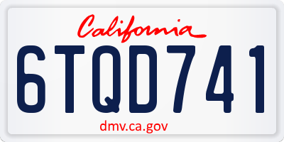 CA license plate 6TQD741