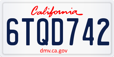 CA license plate 6TQD742