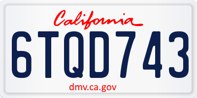 CA license plate 6TQD743