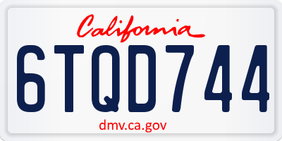 CA license plate 6TQD744