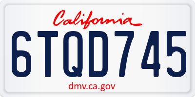 CA license plate 6TQD745