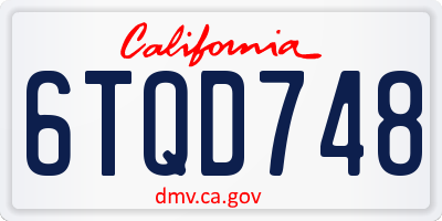 CA license plate 6TQD748