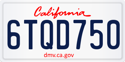 CA license plate 6TQD750
