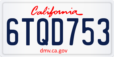 CA license plate 6TQD753