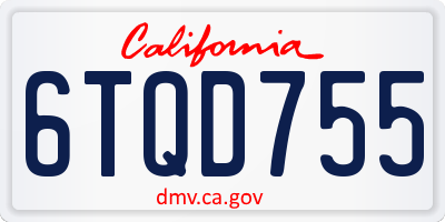 CA license plate 6TQD755