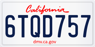 CA license plate 6TQD757