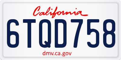 CA license plate 6TQD758