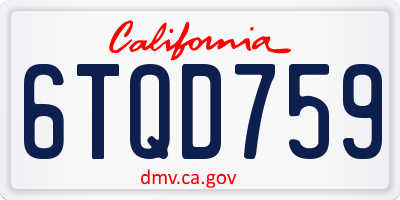 CA license plate 6TQD759