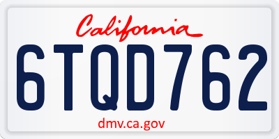 CA license plate 6TQD762