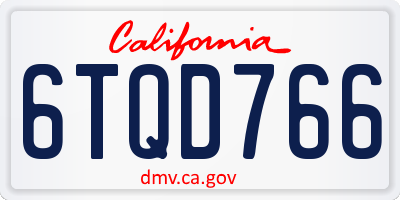 CA license plate 6TQD766