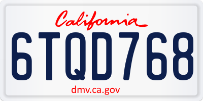 CA license plate 6TQD768