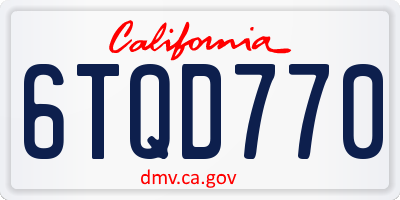 CA license plate 6TQD770