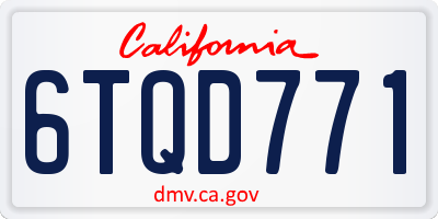 CA license plate 6TQD771