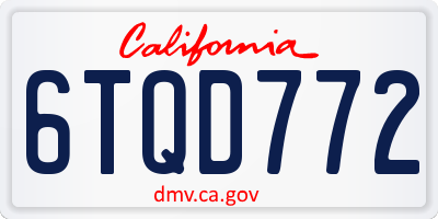 CA license plate 6TQD772