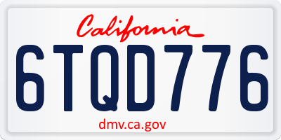 CA license plate 6TQD776